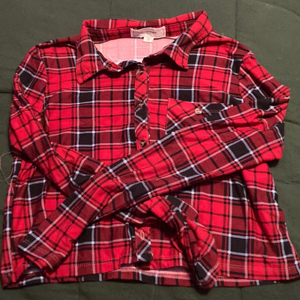 Red plaid Cropped Shirt